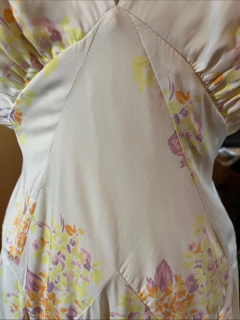 Free People Laura Yellow Maxi Dress w/lavender,orange & Pink Floral Print size L - Picture 11 of 17